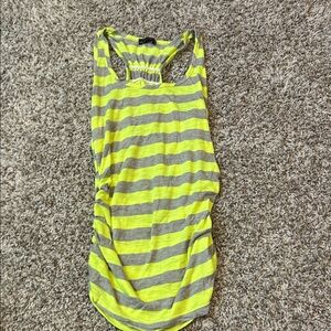 Striped Neon Yellow and Gray Racerback Tank Top